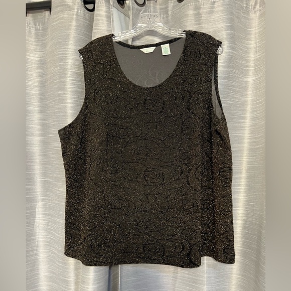 Laura Ashley Tops - Laura Ashley Black Textured Sleeveless Top Blouse Black Copper Sparkle